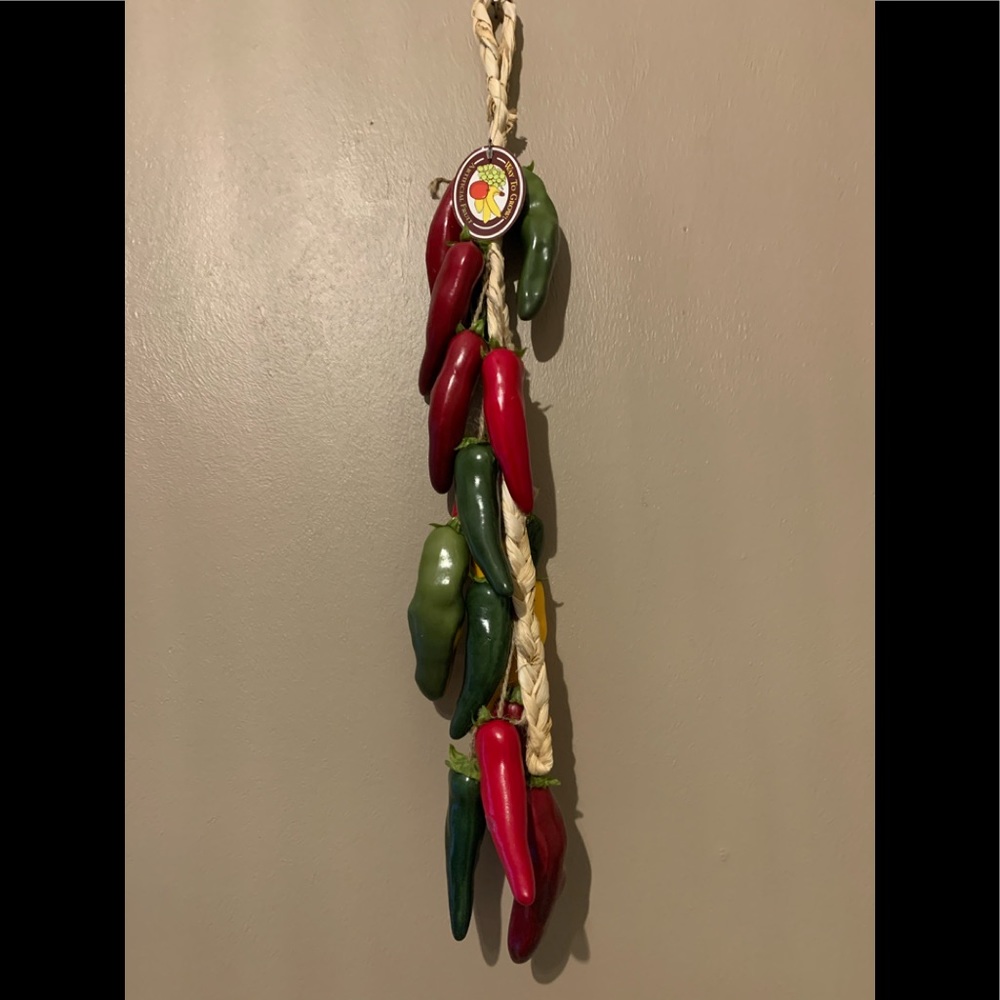 Cluster of red and green hot peppers